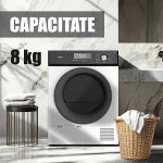 Uscator de rufe Samus SWDP-816, Pompa de caldura, 8 kg, 16 programe, Clasa E