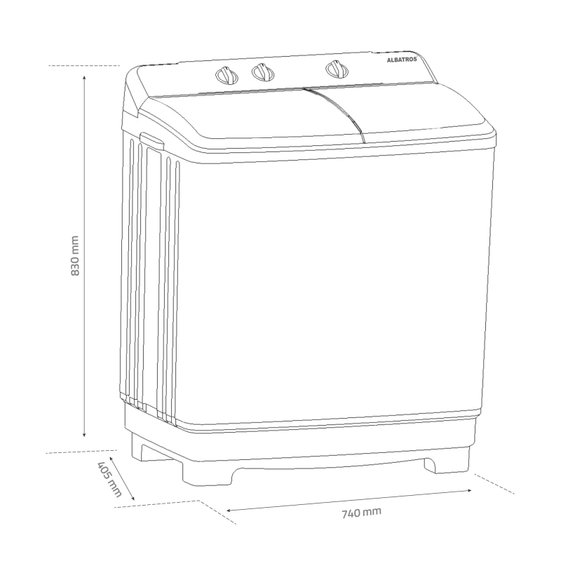 Masina de spalat rufe semiautomata Albatros WMS 5.3, Capacitate rufe uscate 5 Kg, Capacitate rufe storcere 2.5 Kg (Alb/Albastru)