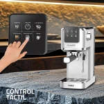 Espressor manual Samus PICCOLO 20 K, 1350 W, 20 bari, Rezervor 1.2 l, 5 bauturi, Utilizare cafea macinata sau capsule (Inox)
