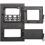 Usa soba monobloc cu geam motive romanesti 295 x 475 mm