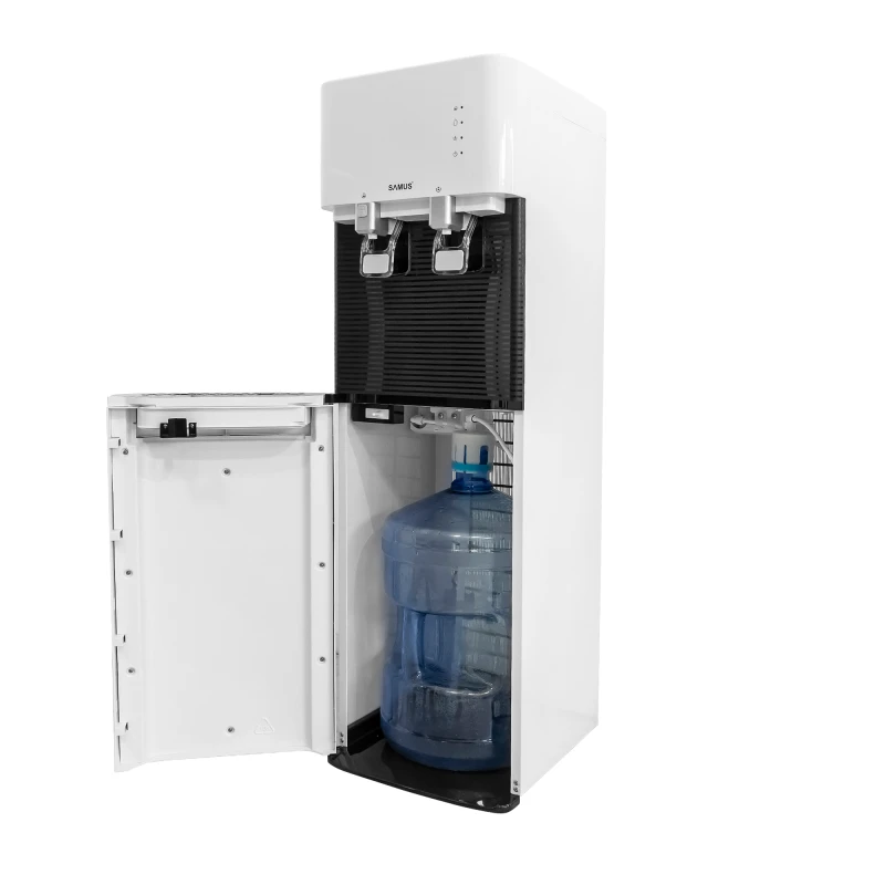 Dozator de apa de podea cu compresor Samus WDSF-253CW, Putere incalzire apa 500 W, Putere racire apa 85 W, Bidon 11/19 L, Incarcare frontala, Siguranta copii, Alb