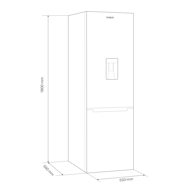 Combina Frigorifica Samus SCX344ED, 260 L, Termostat Reglabil, 3 sertare la congelator, Clasa E, H 180 cm (Argintiu)