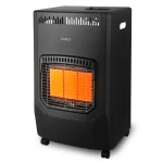 Soba Samus RS423, Trei trepte de putere: 1.5 / 2.8 / 4.2 kW, Butelie de pana la 15 kg, Aprindere piezoelectrica, Comutator anti-rasturnare, Se utilizeaza cu GPL / Butan / Propan, Negru