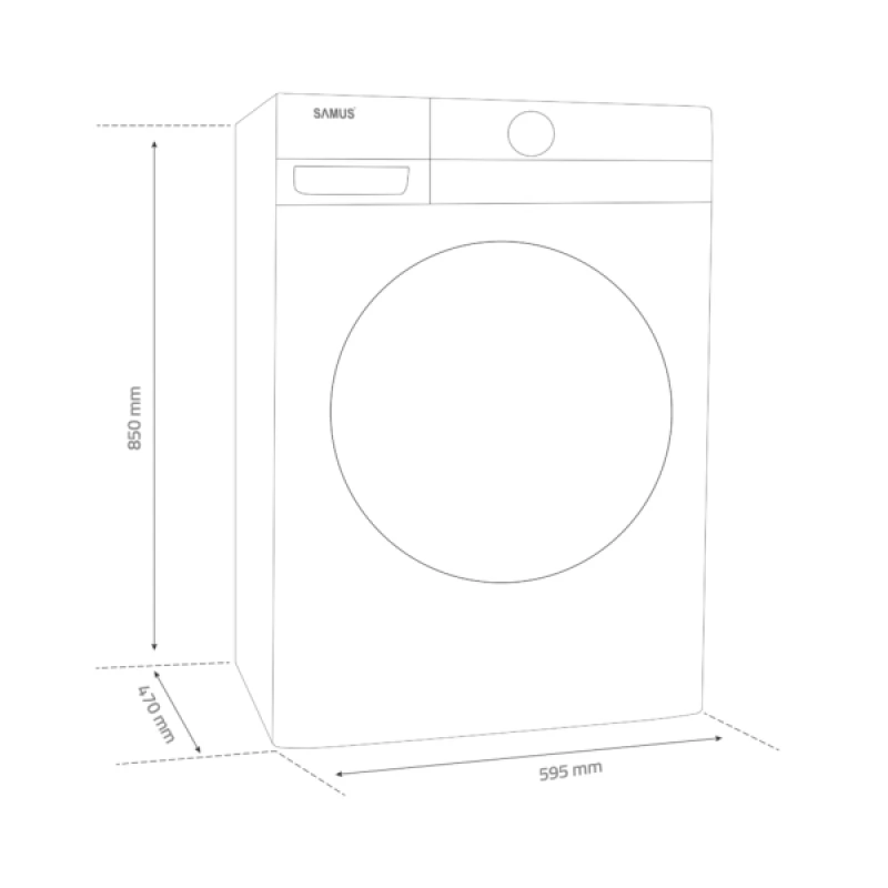 Masina de spalat rufe Samus WSNDI-7141,7 Kg, Motor inverter, 15 Programe, Clasa energetica A, Termostat reglabil, Program ECO 40-60°C, Blocare acces copii