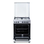 Aragaz SAMUS SM662AENS1, Gaz+Electric, 4 arzatoare, Wok, Cuptor electric 56 l, 7 functii, Clasa A (Inox)