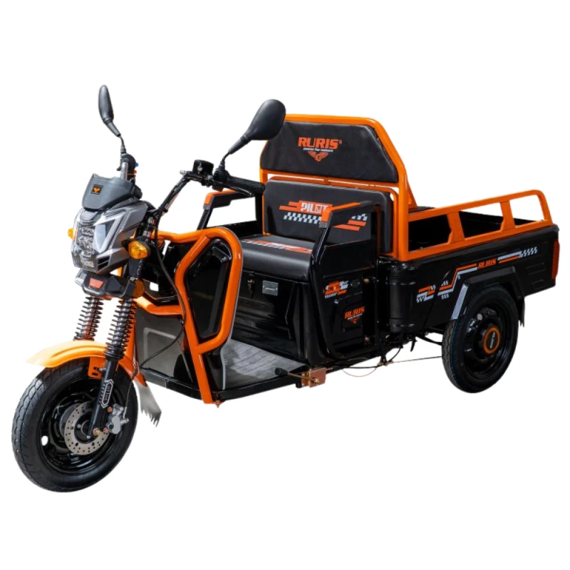 Triciclu Electric Cargo RURIS Pilot 3110N – Motor Electric 2000W, Baterie 72V 32Ah, Autonomie 80 km, Sarcina 300 kg, viteza maxima de 25 km/h, conform reglementarilor UE, fara permis, negru