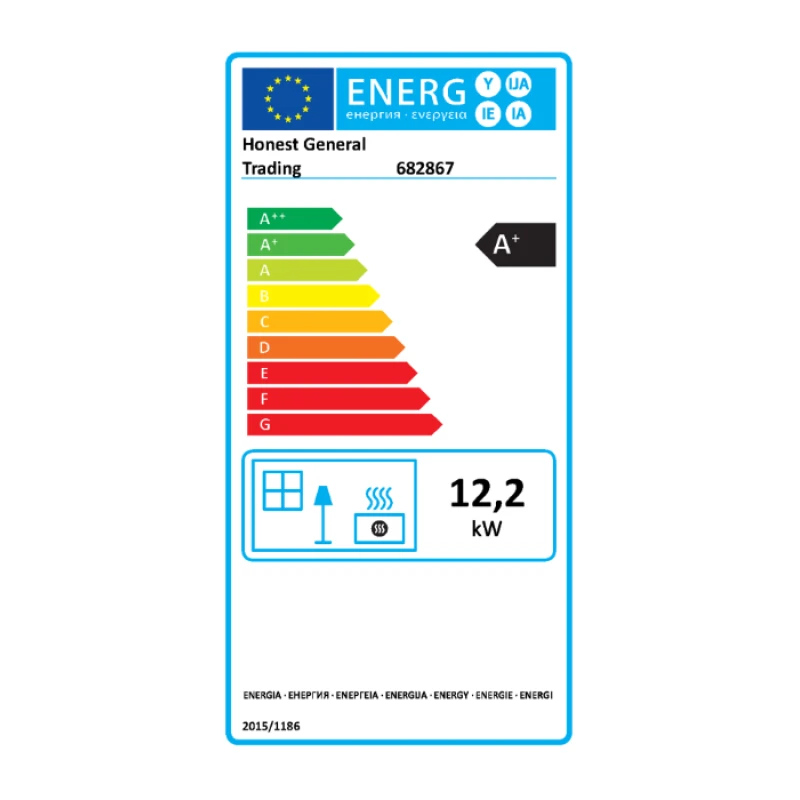 Semineu pe Lemne cu Cuptor si Termometru Evotools Plus EcoDesign, 12 kW, randament 84%, suprafata incalzita 85 m²