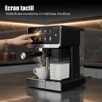 Espressor Automat Samus INFINITY 20, 1350 W, 20 Bari, Rezervor apa 1800 ml, Rezervor lapte 500 ml, 7 Optiuni de cafea, Duza spumare lapte si tavita de colectare detasabile, Negru/Inox