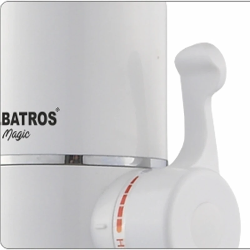 Albatros Robinet instant incalzire apa, putere 3kw, presiune apa 0,04MPA-0,6MPA, capacitate 2-2,5litri pe minut, temperatura ajustabila 30-60 grade, grad protectie la umezeala IPX4, protectie la supraincalzire, sistem de protectie la scurt-circuitelor, in