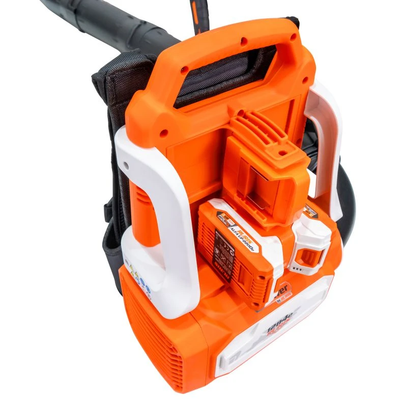 Suflanta pe acumulator RURIS 1284e Power Alfa UP, motor fara perii, 2x20V 4Ah Li-Ion, 4 viteze + Turbo, 1100 m3/h, 70 m/s, tub telescopic, incarcator dublu inclus