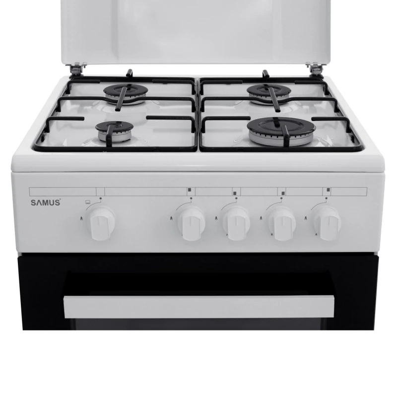 Samus Aragaz SM 450 ABS, 4 arzatoare, cuptor pe gaz, siguranta plita + cuptor, alb