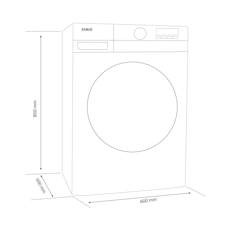Masina de spalat rufe Samus WSLI-9144, 9 kg, Slim, Motor inverter, 1400 rotatii, 15 programe, Clasa energetica A, Termostat reglabil, Curatare tambur, Blocare acces copii (Alb)
