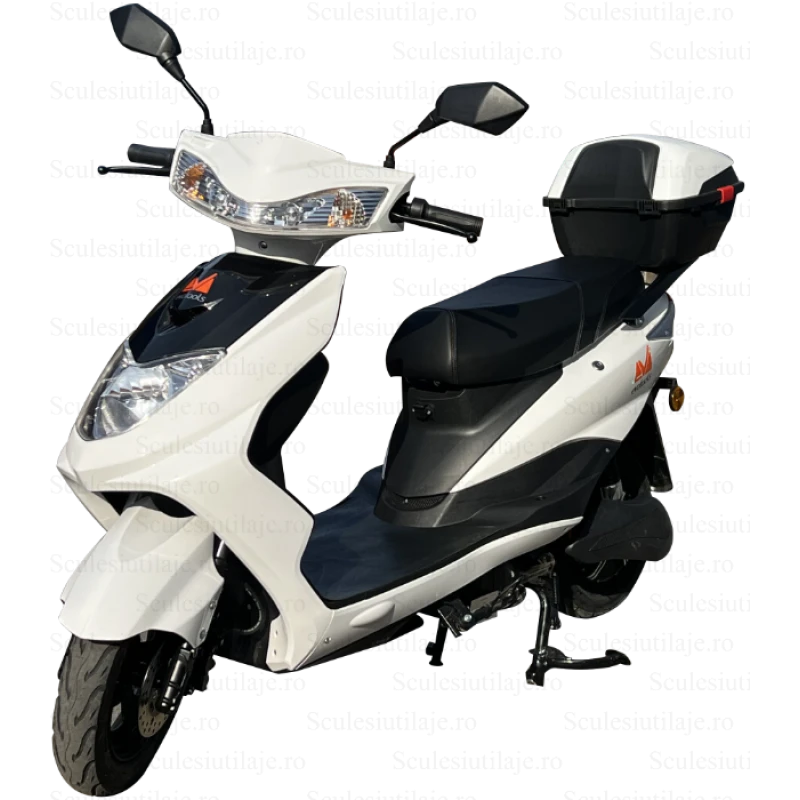 Scuter electric SC1500 EvoTools, acumulator 72 V, 20 Ah, motor 1500 W, viteza maxima de 25 km/h, autonomie 60 km, alb, fara permis