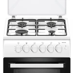 Aragaz Samus SM561APBS, Montat pentru utilizare cu GPL, Culoare alba 50 x 60 cm,4 arzatoare pe gaz, Cuptor pe gaz, Siguranta plita + cuptor, Aprindere electrica plita