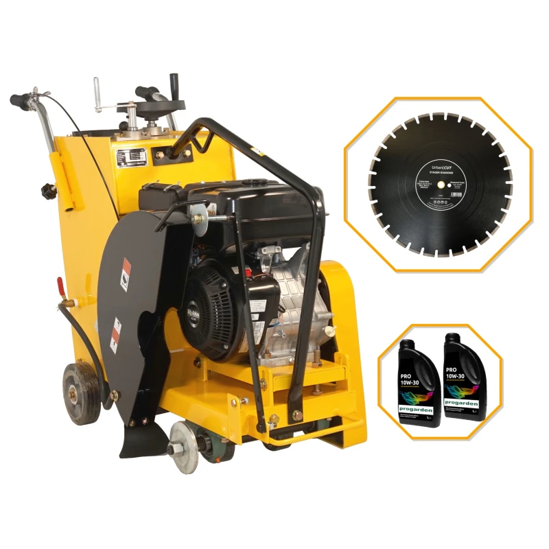 Pachet Masalta MF20-3 Taietor beton, asfalt 500mm, Robin EX40, benzina + URBAN CUT disc diamantat 500x3.6x10x25.4mm + 2L PRO 10W-30 ulei motor