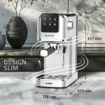 Espressor manual Samus PICCOLO 20 K, 1350 W, 20 bari, Rezervor 1.2 l, 5 bauturi, Utilizare cafea macinata sau capsule (Inox)