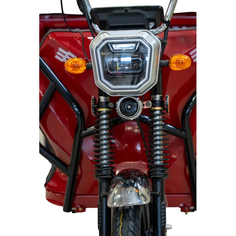 Triciclu Cargo electric BLADE Sprint 3.0 - 2000W, autonomie pana la 70 km, baterie plumb-acid 72V 45Ah, viteza maxima de 25 km/h, conform reglementarilor UE, fara permis, Rosu-Negru