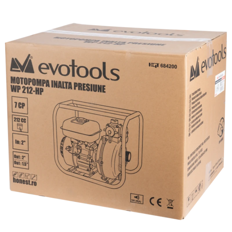 Motopompa inalta presiune EvoTools WP212-HP, 7 CP, 2 inch, 80 m