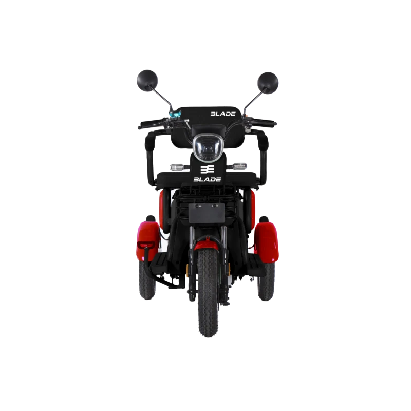 Triciclu electric persoane BLADE VIVA 14, 1200W, 60V 20Ah, autonomie 50 km, viteza maxima de 25 km/h, conform reglementarilor UE, fara permis, Rosu-Negru