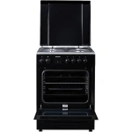Aragaz mixt Heinner HFSC-S66FDCC-IBK, 4 arzatoare, 60x60 cm, cuptor electric 60L, grill, ventilatie, Clasa A, negru