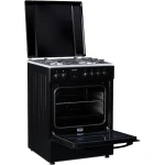 Aragaz mixt Heinner HFSC-S66FDCC-IBK, 4 arzatoare, 60x60 cm, cuptor electric 60L, grill, ventilatie, Clasa A, negru