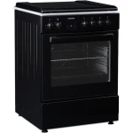 Aragaz mixt Heinner HFSC-S66FDCC-IBK, 4 arzatoare, 60x60 cm, cuptor electric 60L, grill, ventilatie, Clasa A, negru