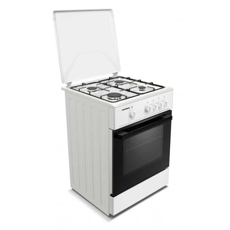 Aragaz pe gaz Heinner HFSC-K6060WH, 4 arzatoare, 60x60 cm, aprindere electrica, siguranta flacara, alb