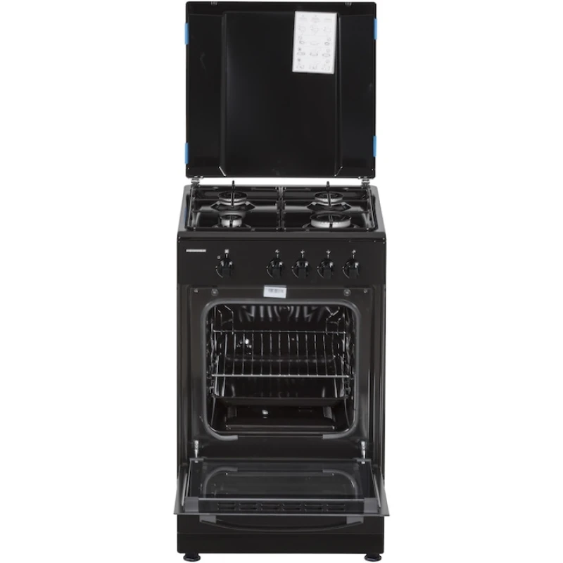 Aragaz pe gaz Heinner HFSC-SME50BK, 4 arzatoare, 50x55 cm, siguranta flacara, duze GPL, negru