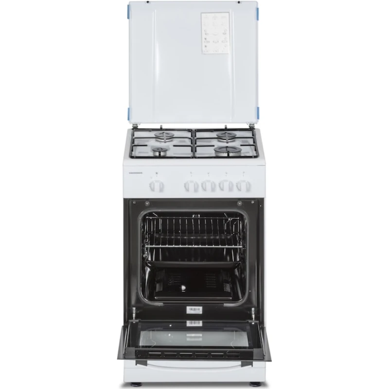 Aragaz pe gaz Heinner HFSC-SME50WH, 4 arzatoare, 50x55 cm, siguranta flacara, duze GPL, alb