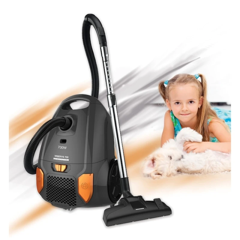 Aspirator cu sac Heinner HVC-MGRY1400-V2, 700W, putere aspirare 170W, sac 3L, HEPA 12, 76 dB