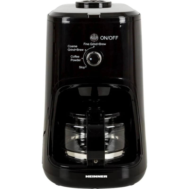 Cafetiera cu rasnita Heinner HCM-900RBK, 900W, 0.6L, cafea boabe, ajustare macinare fina/grosiera