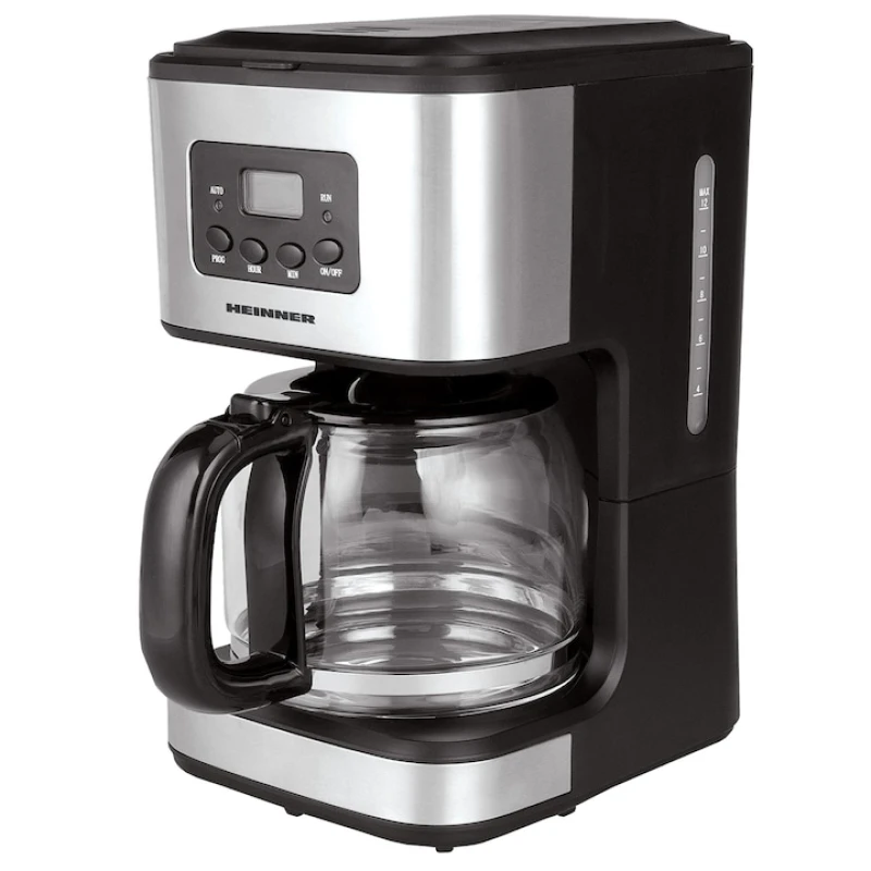 Cafetiera digitala Heinner HCM-D915, 900W, 1.5L, cana sticla, display LCD, timer, anti-picurare