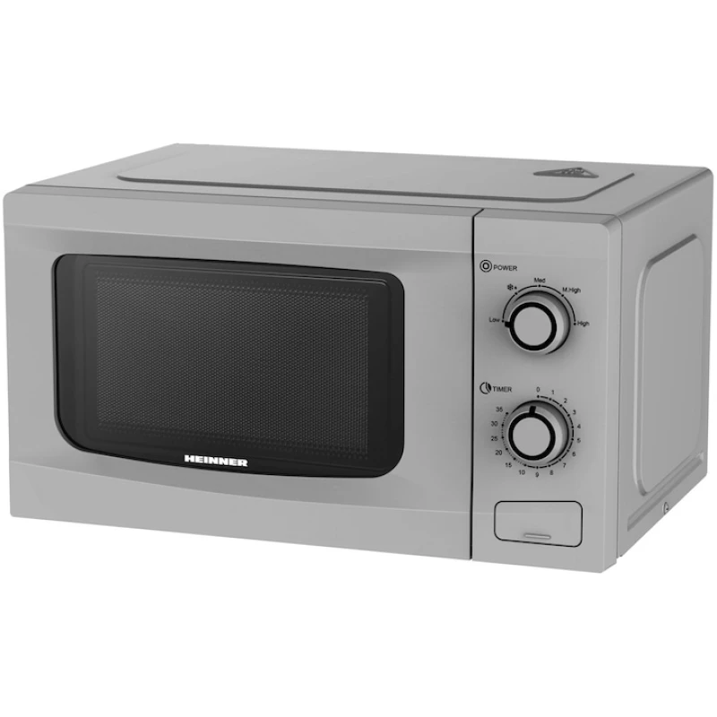 Cuptor cu microunde Heinner HMW-M2035SL, 20L, 700W, 5 trepte putere, control mecanic, argintiu