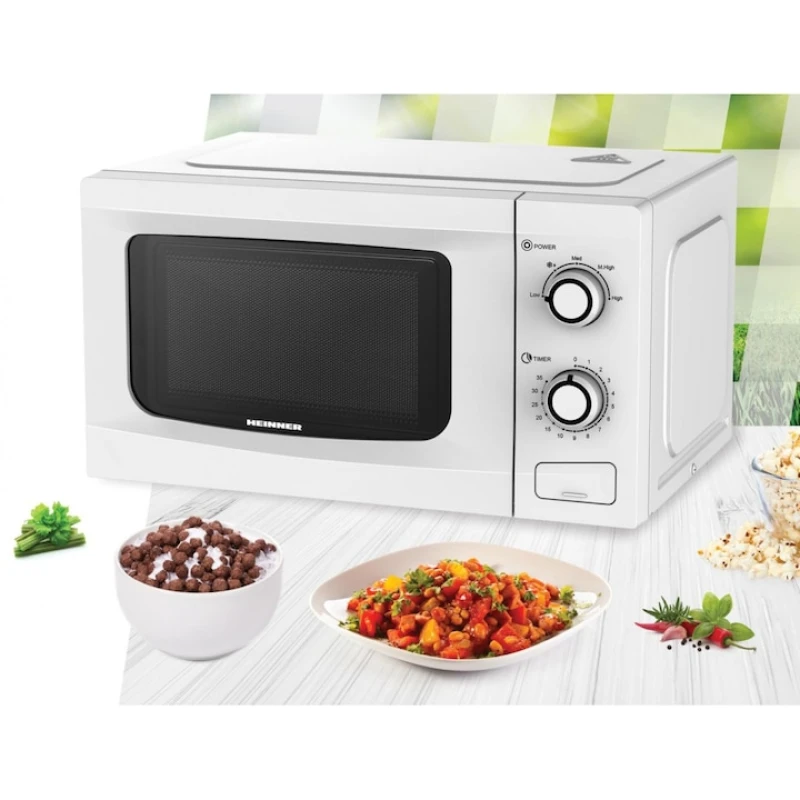 Cuptor cu microunde Heinner HMW-M2035WH, 20L, 700W, 5 trepte putere, control mecanic, alb