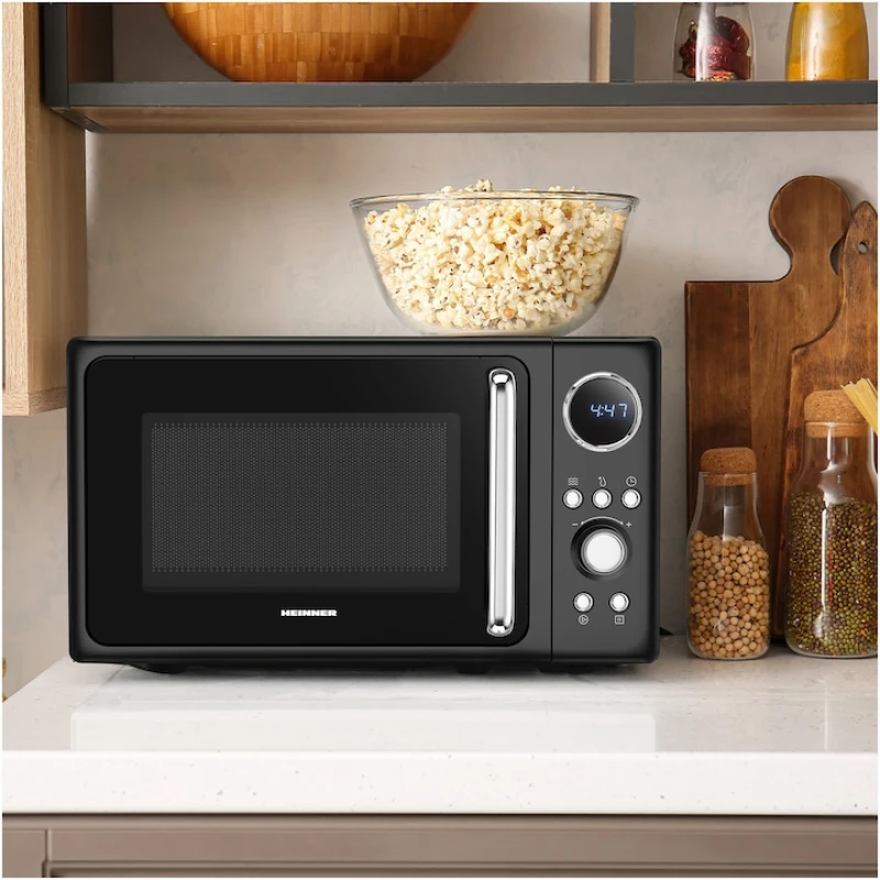 Cuptor cu microunde Heinner HMW-MD20DRBK, 20L, 800W, control digital, 5 trepte putere, negru