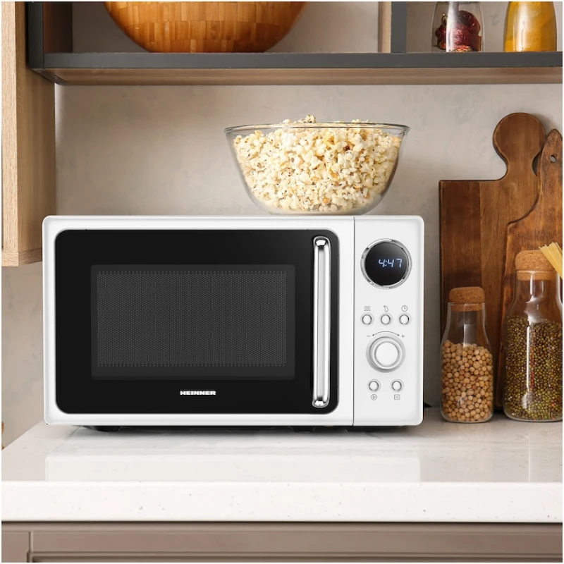 Cuptor cu microunde Heinner HMW-MD20DRWH, 20L, 800W, control digital, 5 trepte putere, alb