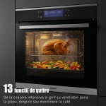 Cuptor electric incorporabil Samus SC632GDT13, clasa A+, 74 litri, 13 functii, grill, ventilator, timer, gatire 3D, autocuratare catalitica, afisaj digital, control touch, 2890 W