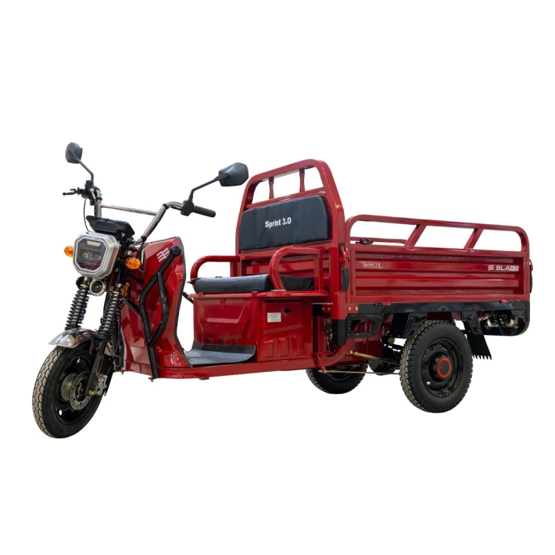 Triciclu Cargo electric BLADE Sprint 3.0 - 2000W, autonomie pana la 70 km, baterie plumb-acid 72V 45Ah, viteza maxima de 25 km/h, conform reglementarilor UE, fara permis, Rosu-Negru