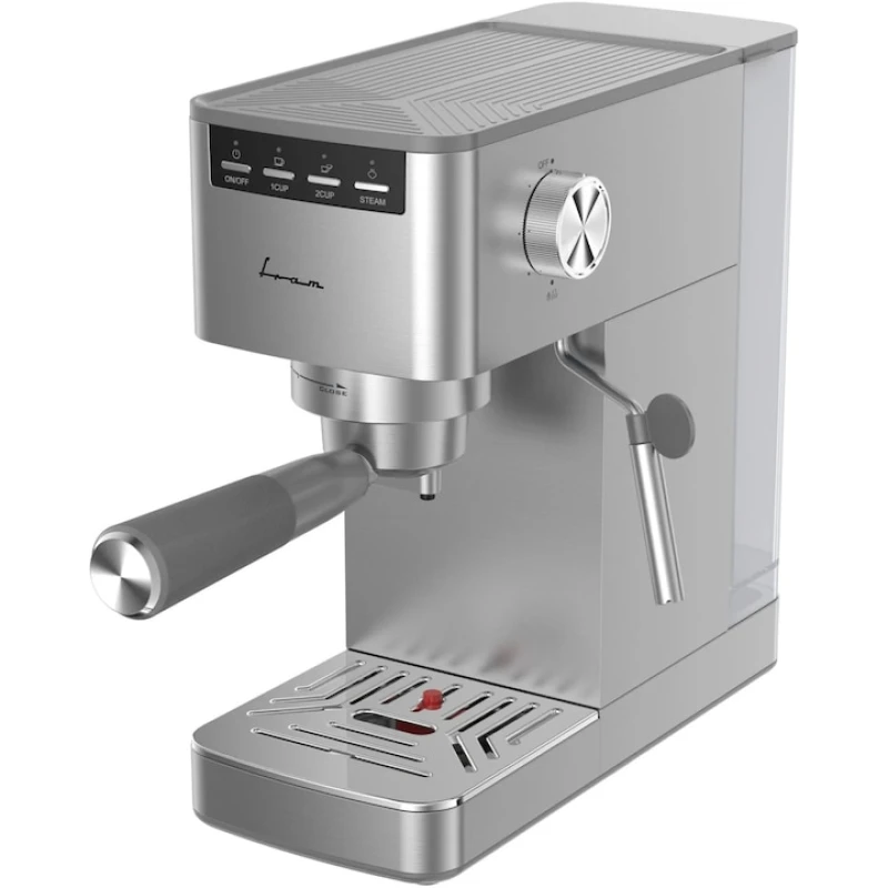 Espressor manual Fram FEM-D15SS, 1350W, 15 bar, rezervor 1.2L, sistem spumare, carcasa inox