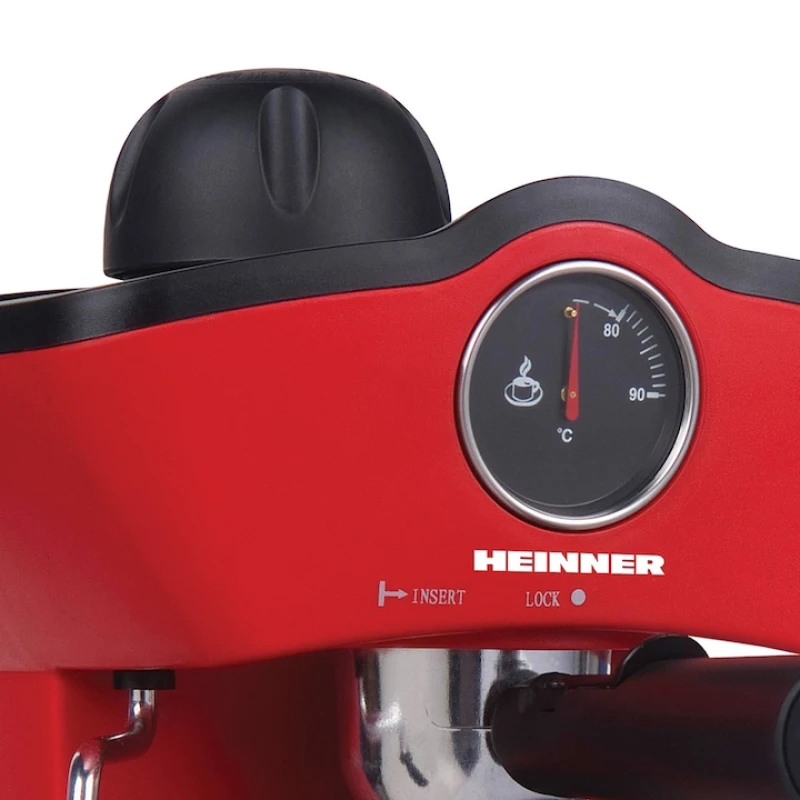 Espressor manual Heinner HEM-200RD, 800W, 3.5 bar, 0.25L, cappuccino, spumare lapte