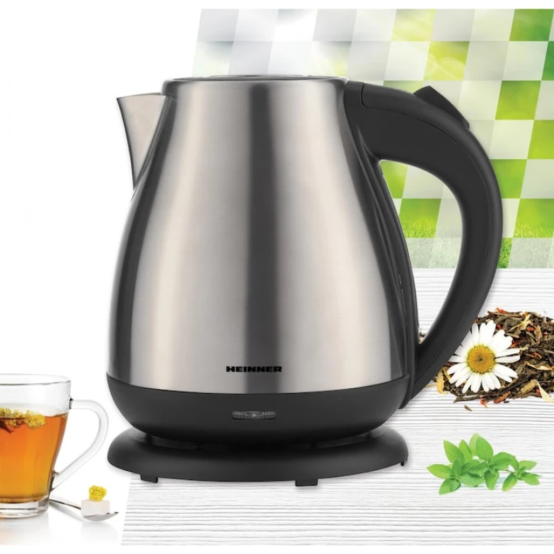 Fierbator electric Heinner Solstice 17 HEK-17IX, 1.7L, 2200W, inox, baza rotativa 360°, oprire automata
