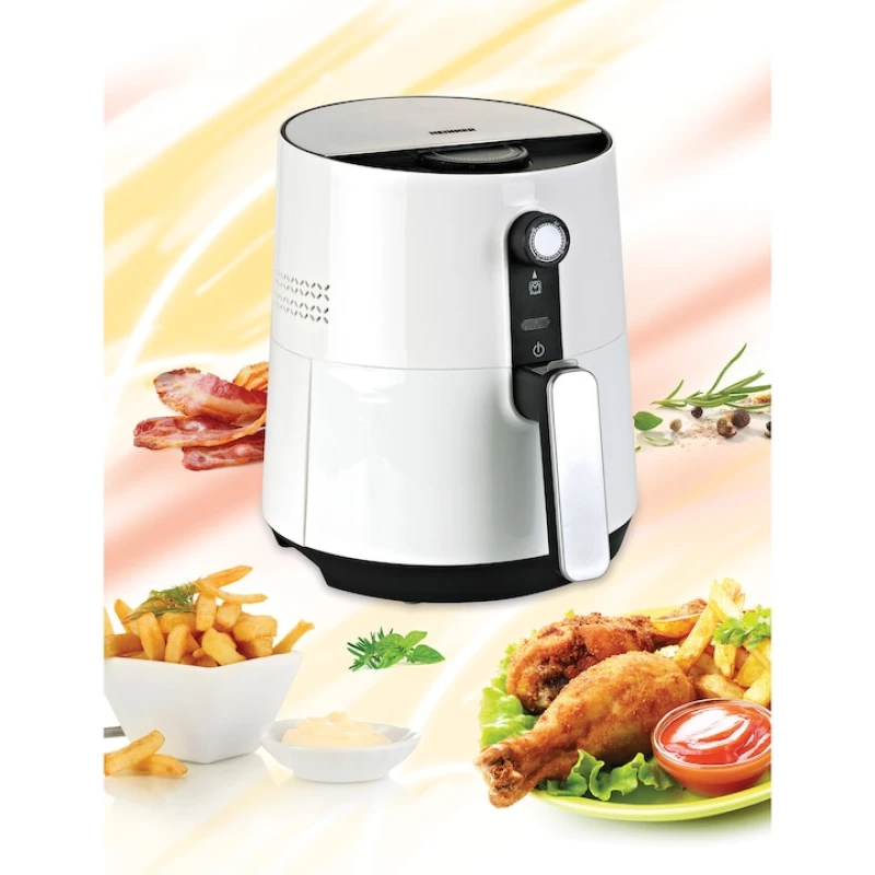 Friteuza cu aer cald Heinner HAF-1300WH, 1300W, cos 2.6L, vas 3.6L, termostat reglabil, alb