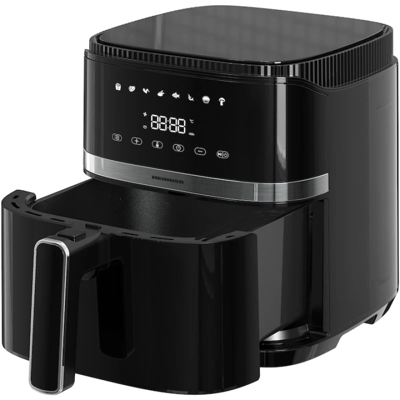 Friteuza cu aer cald Heinner VarietyFry HAF-B5BK1500, 1500W, 5L, 8 programe, display digital, control Touch, negru