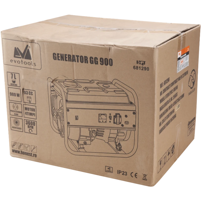 Generator benzina EvoTools GG1000, 1000W, motor 2CP, 230V si 12V, rezervor 7L