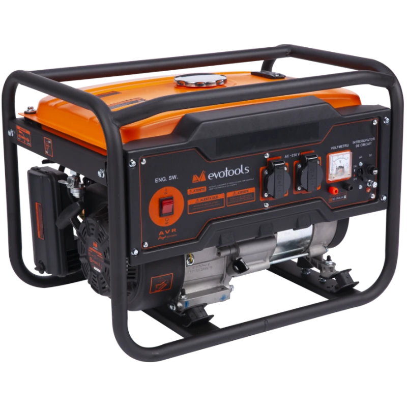 Generator benzina EvoTools GG2200A, 2200W, motor 5.4CP, 230V si 12V, rezervor 15L