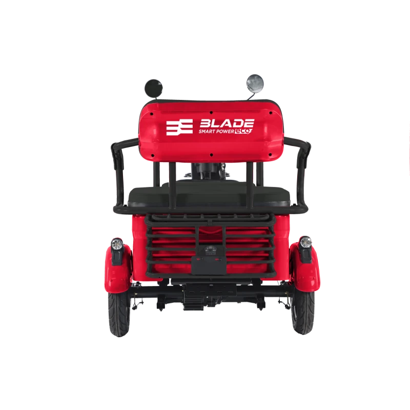 Triciclu electric Blade TRIP X2 2000 W, autonomie pana la 70 km, baterie plumb- acid 72 V 20 Ah, viteza maxima de 25 km/h, conform reglementarilor UE, fara permis, Rosu-Negru