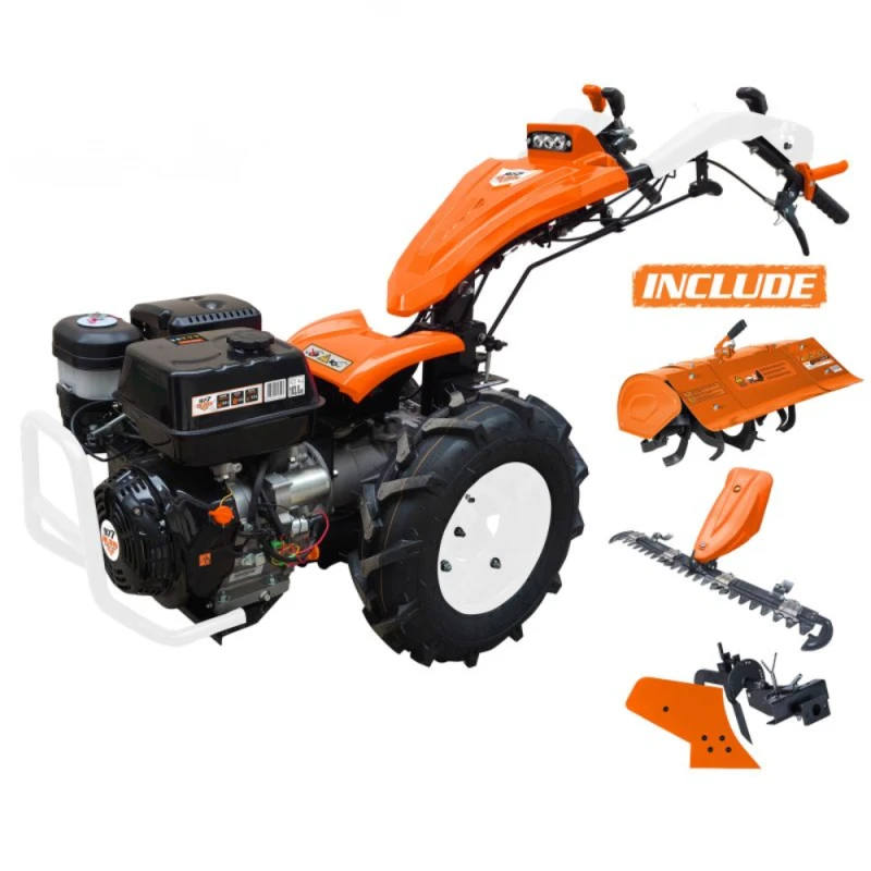 Motocultivator RURIS 977 CPS 16 CP, Benzina, Diferential, Pornire automata la cheie, Lama de cosit C 977, Freza de sapat S 977, Plug P 977