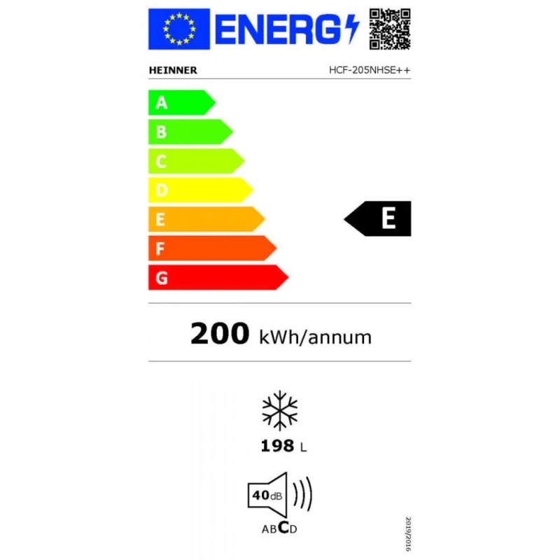 Lada frigorifica Heinner HCF-205NHSE++, 198 L, Compresor inverter, Control electronic, Display waterproof, Clasa E