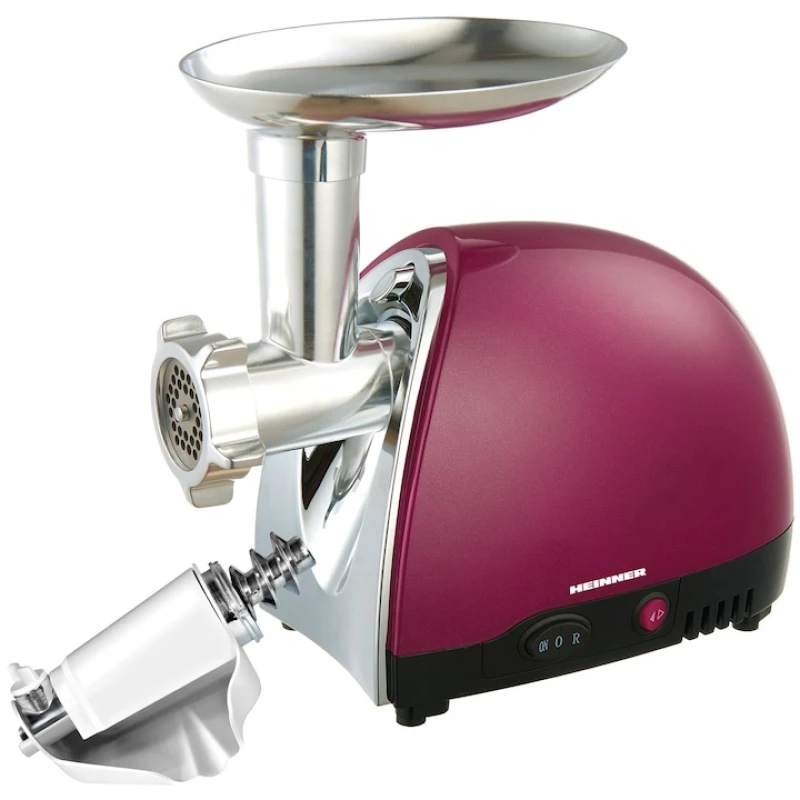 Masina de tocat Heinner MG1500TA-BG, 1600W, 2 kg/min, functie reverse, accesorii rosii, carnati si kibbe