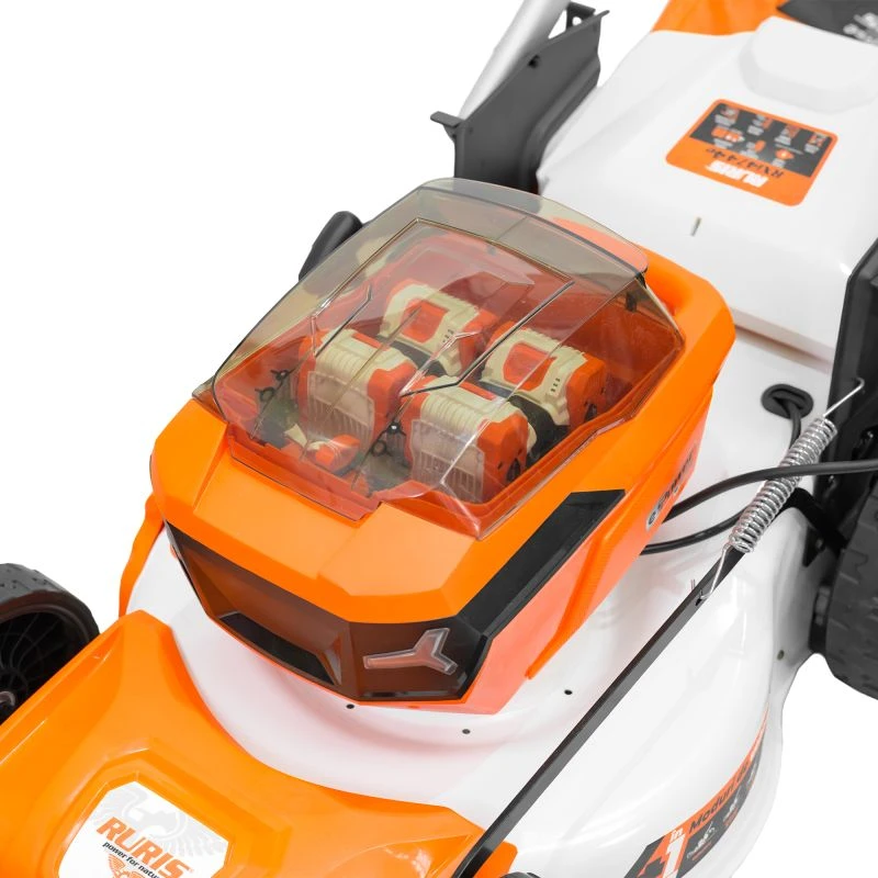 Masina de tuns gazon pe acumulator RURIS RXI 4744e, Brushless, 40V, 47 cm, autopropulsie, sac 65L, fara acumulatori